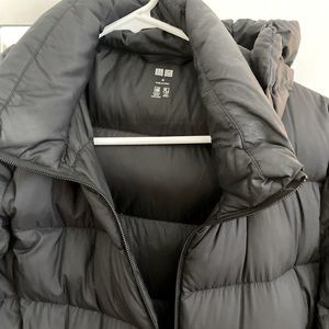 Black winter parka long to mid lower calf area